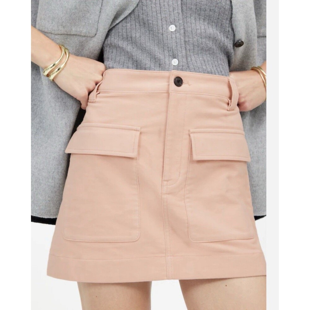 Madewell New Utility Mini Skirt Size 12 Moleskin Pale Blush Stretch Cargo NT388